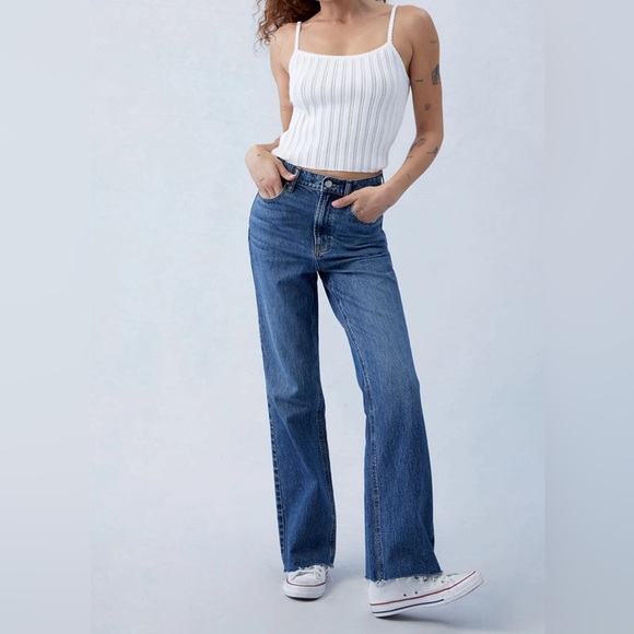 PacSun Eco Stretch Dark Indigo High Waisted Bootcut Jeans - Picture 2 of 7